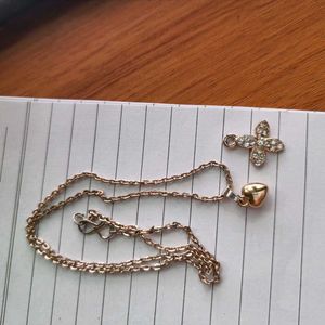 Heart Chain With Extra Free Floral Charm