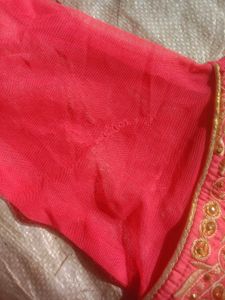 Light Red  &amp; Gold Embroidered Anarkali
