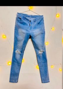 Faded Knee Slit Jeans