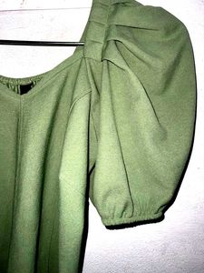 Olive Puff Sleeve Top