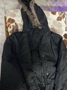 Black Fur Hooded Jacket
