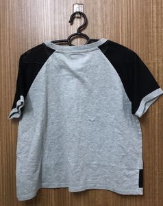 Black Mesh Sleeves Grey T-shirt For Women