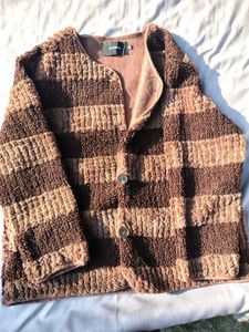 Textured Brown Striped Cardigan