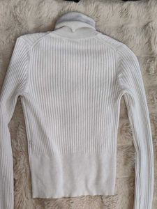 Zara White Knit Turtleneck Sweater