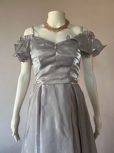 Elegant Silver Off-Shoulder Dress