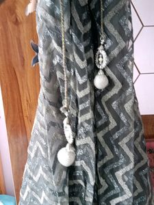 Gray Lehenga With Cute Pink Blouse