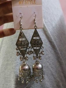 Silver Jhumka Earrings