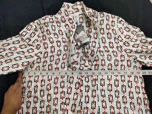 Patterned Tie-Neck Top - 38 Size