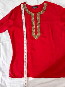 Red Sequin Embroidery Tunic