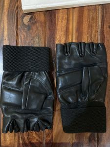Leather And Polyester Gym/driving Gloves