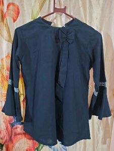 Navy Bell Sleeve Top