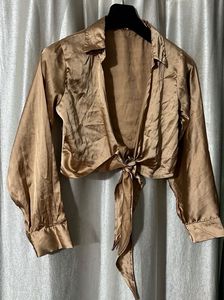 Tie-Front Satin Top