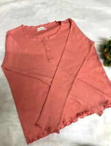 Peach Colour Full Sleeves Top