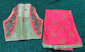 Ethnic Girls Zardozi Lehenga in Silk