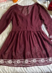 Maroon Embroidered Dress