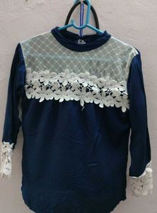 Navy Blue Lace Top