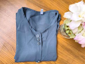 Gray Button-Down Top