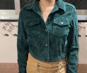 Green Corduroy Cropped Jacket