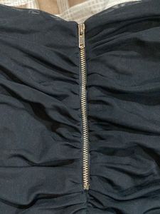 Black Ruched Mini Skirt