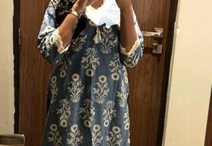 Blue Printed Kurta Set