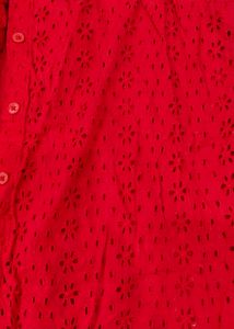 Red Eyelet Sleeveless Blouse