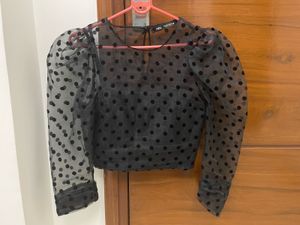 Zara Polka Dot Organza Sheer Top With inner