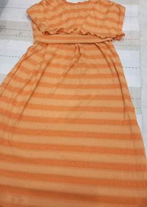 Orange Strachable Kurti Kum Frock