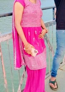 Pink Sharara Suit Set