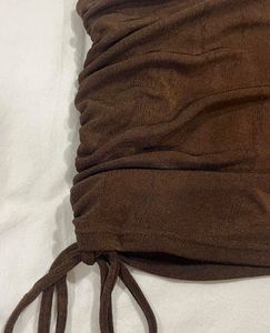 H&amp;M Brown One-Shoulder Top