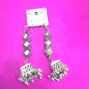 Beautiful Silver Mirror Drop Earrings