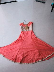 orange​/​pink anarkhali With Dupatta And Bottom