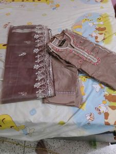 Elegant Embroidered Brown Salwar Kameez