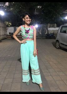 Light Blue Crop Top With Plazzo