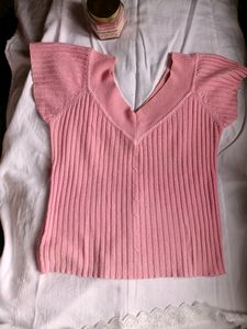 Pink V Neck Top