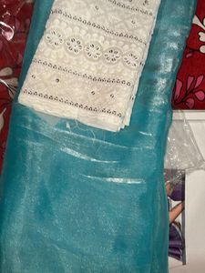 Jimmy Choo Saree With Chikankari Blouse