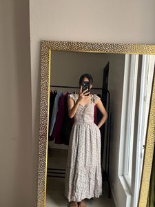 American Eagle Floral Flutter Sleeve Smocked Maxi
