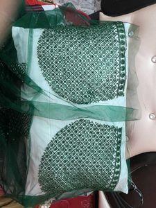 Elegant Green Embellished Fabric