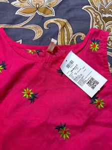 Floral Embroidered Pink Crop Top