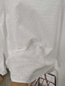 White Eyelet Ruffle Collar Blouse