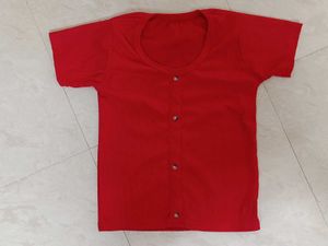 Red Crop Top With Buttons