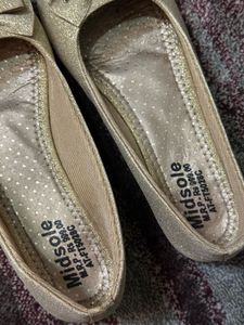gold glitter bow flats