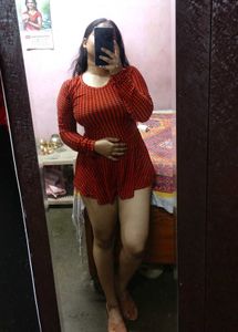 Red Houndstooth Mini Dress