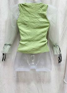 1641. Green V-Neck Top