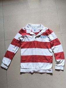 Pantaloons Red And White Boy&#39;s Full Sleeve Tshirt