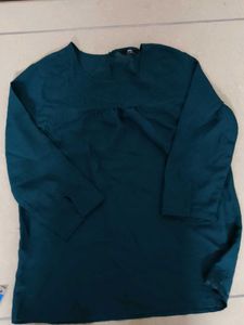 Teal Blue Top Embroidered XL