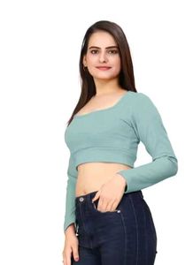 Mint Green Long Sleeve Crop Top