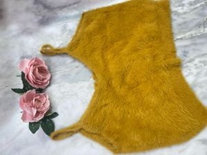 Fuzzy Mustard Crop Top