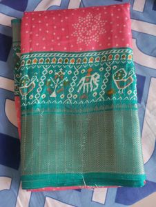 Dola Silk Saree With Jaipuri Print
