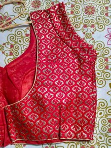 Red Blouse With Golden Embroidery
