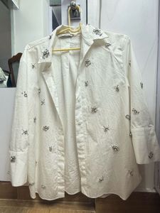 Zara Rhinestone White Shirt